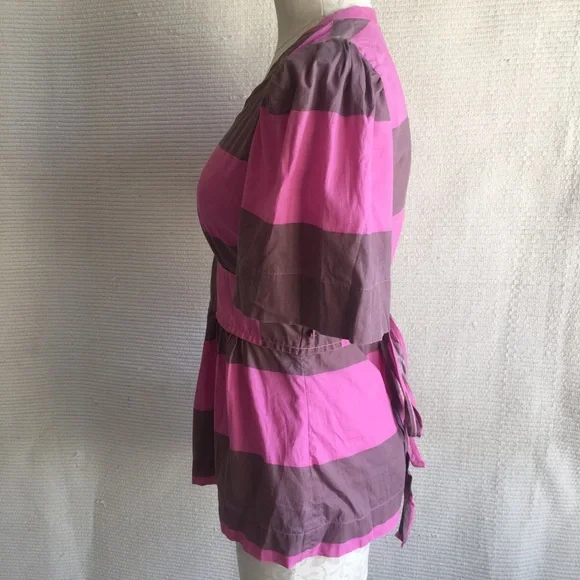 Anthropologie 4 Plenty Tracy Reese Peplum Stripe Shirt Blouse - Picture 4 of 8